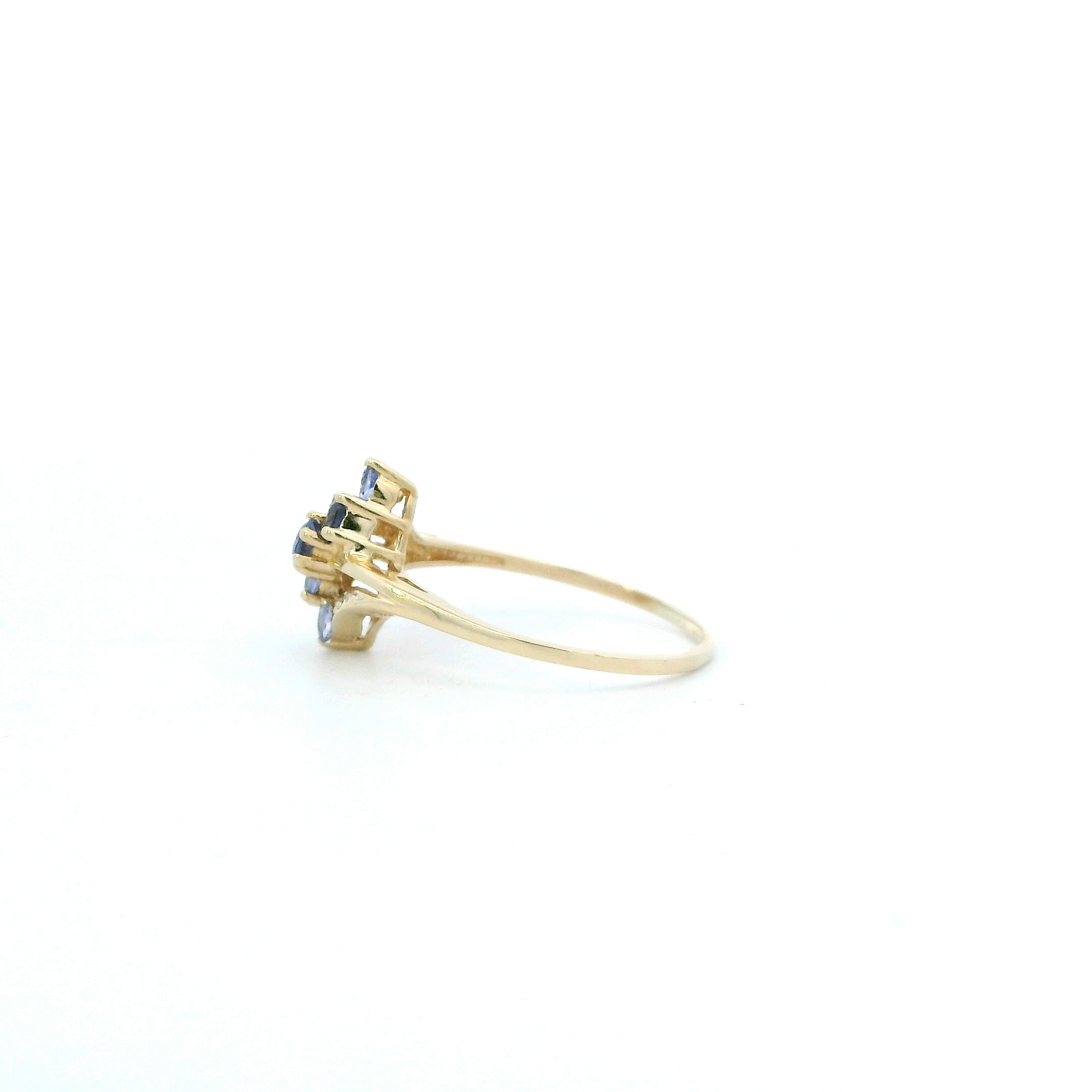 10K Yellow Gold Tanzanite & Diamond Women's Ring- 0.04ct