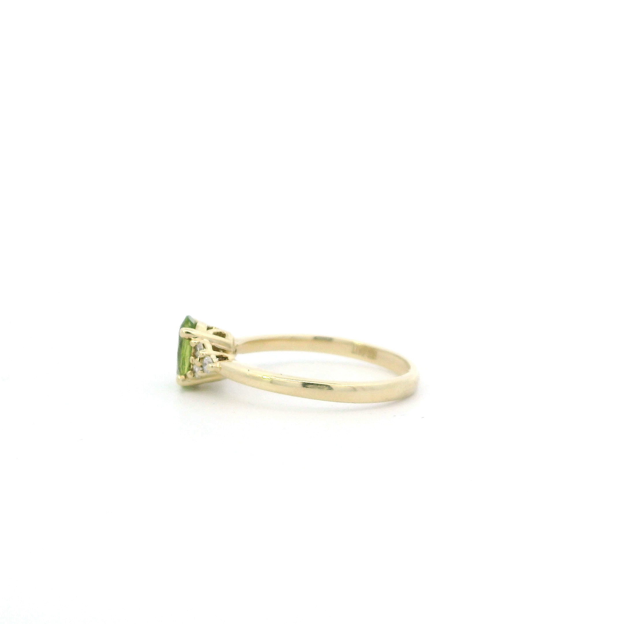 10K Yellow Gold Peridot & Diamond Women's Ring