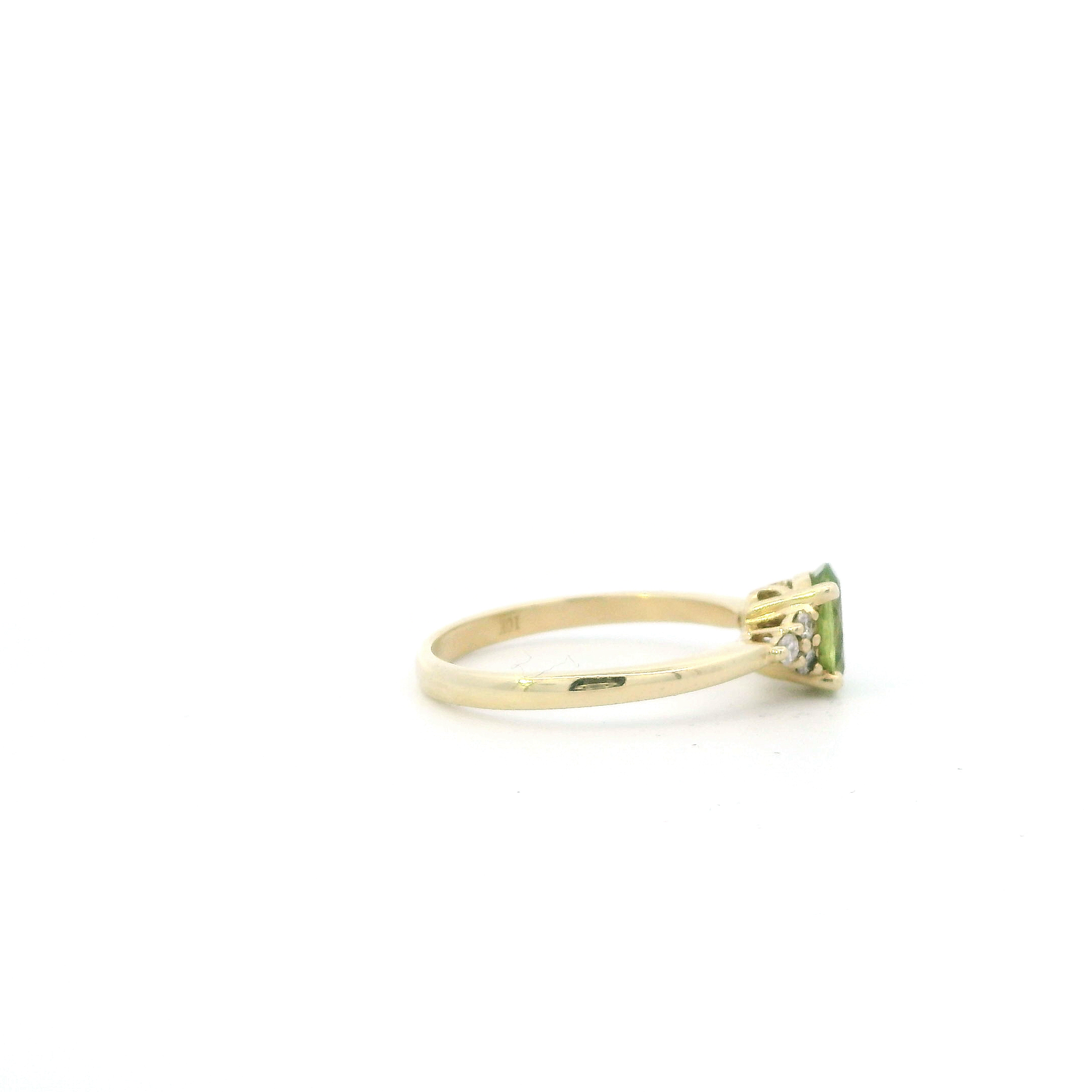 10K Yellow Gold Peridot & Diamond Women's Ring