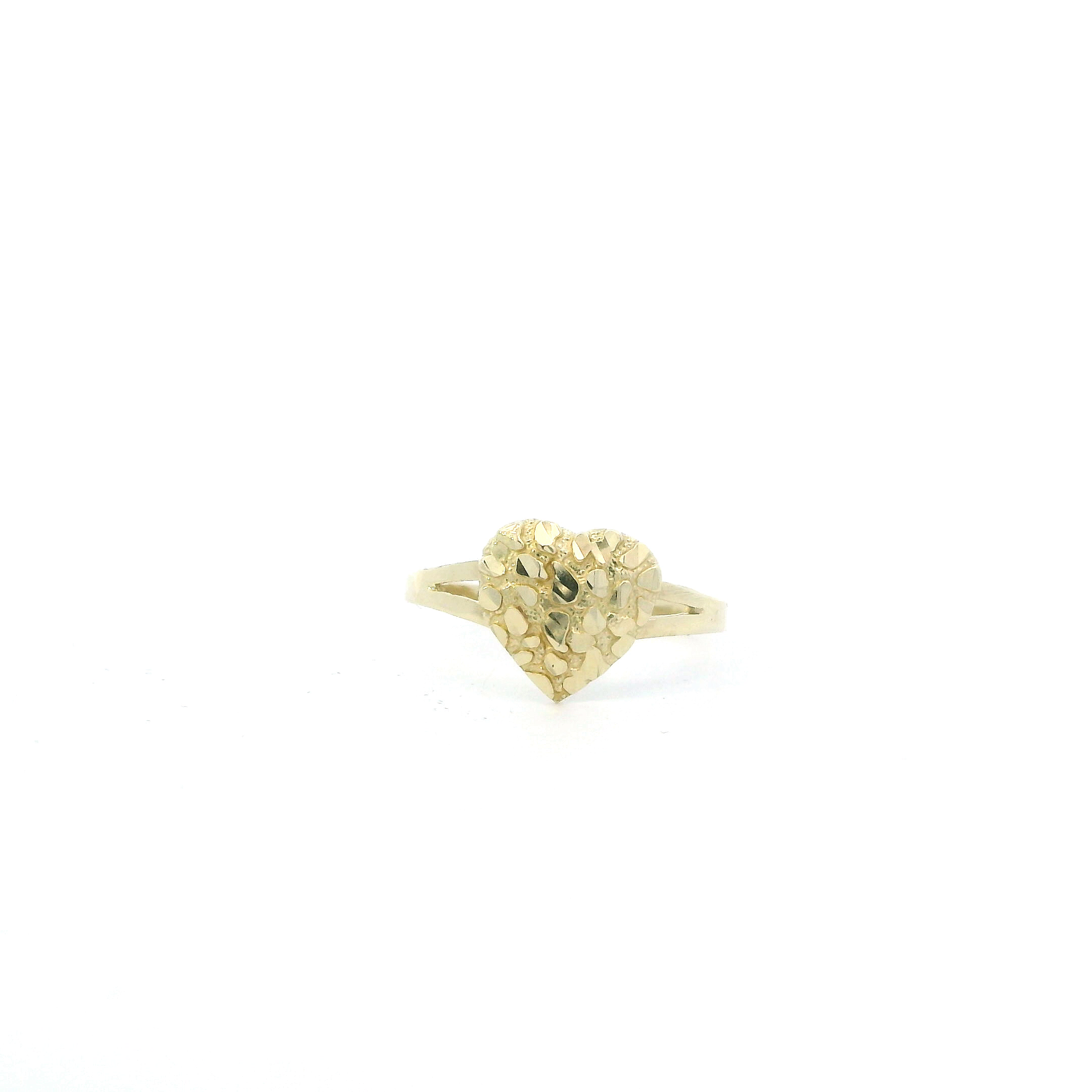 10K Yellow Gold Nugget Heart Women's Ring