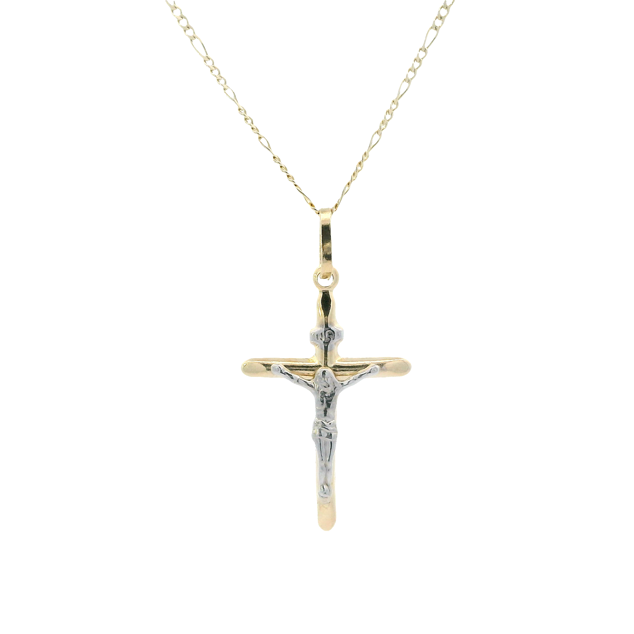 14K Yellow Gold Crucifix Pendant & 16