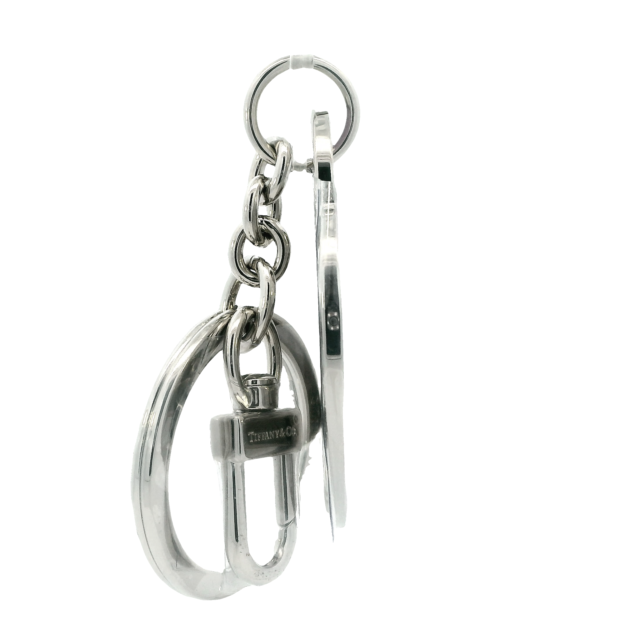 New- Return To Tiffany Purple Inlaid Heart Tag Key Ring In Palladium Plated Brass Heart/With Original Box