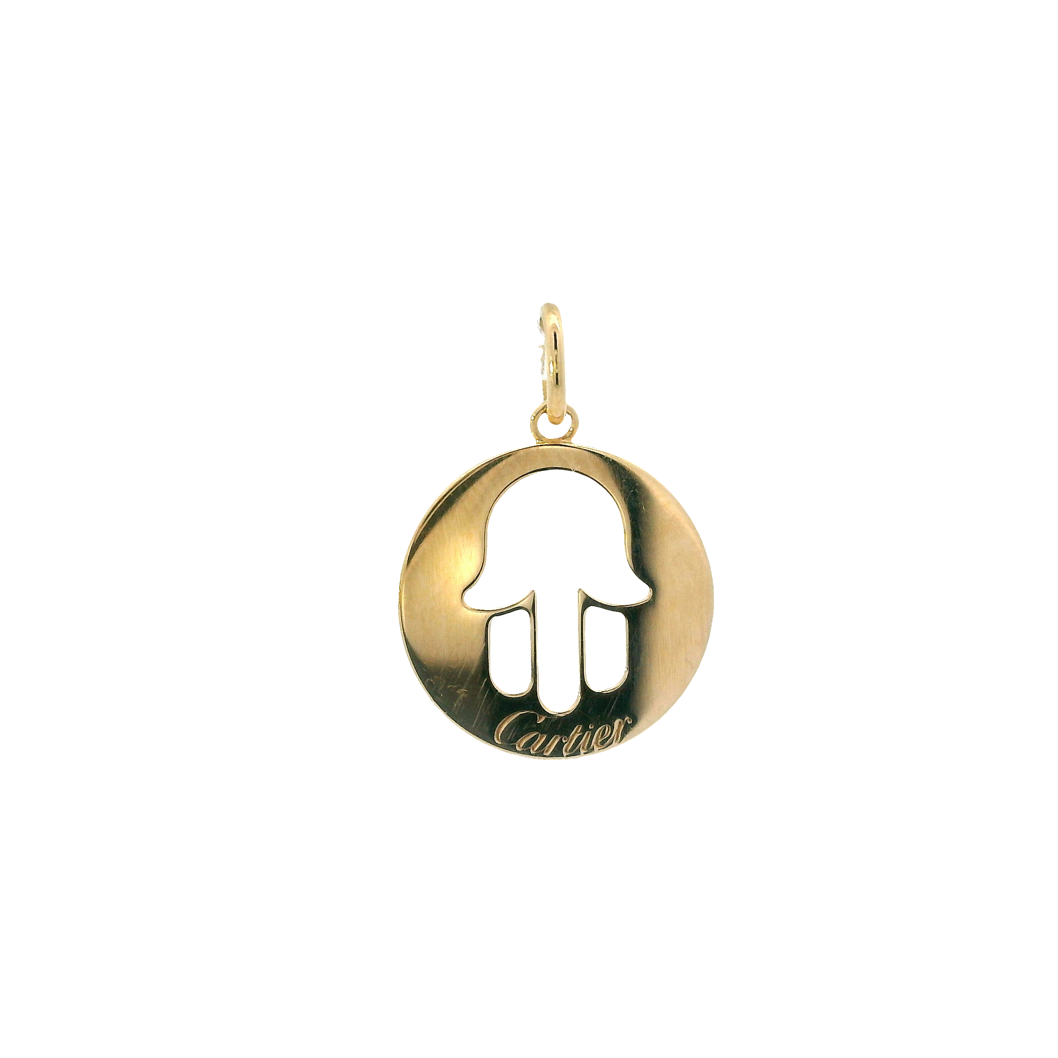 Cartier 18K Yellow Gold Hand Hamsa Pendant With Original Box