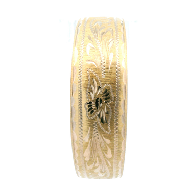 8K Yellow Gold Adjustable Floral Bangle