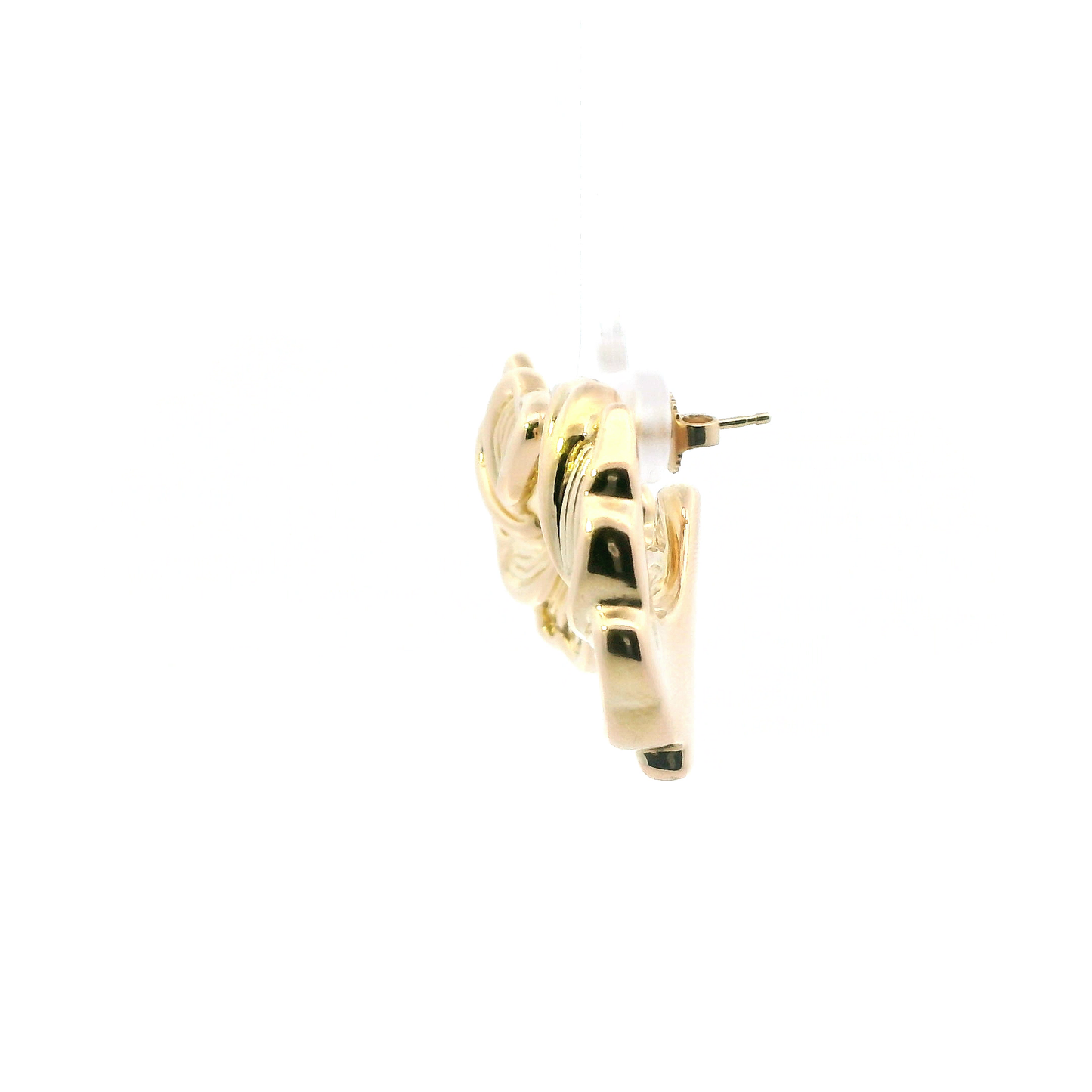 14K Yellow Gold Hollow Spiral Flower Earrings