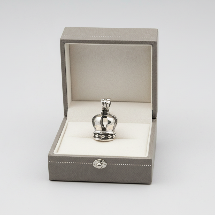 Sterling Silver 3D Crown Pendant