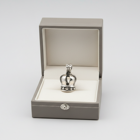 Sterling Silver 3D Crown Pendant