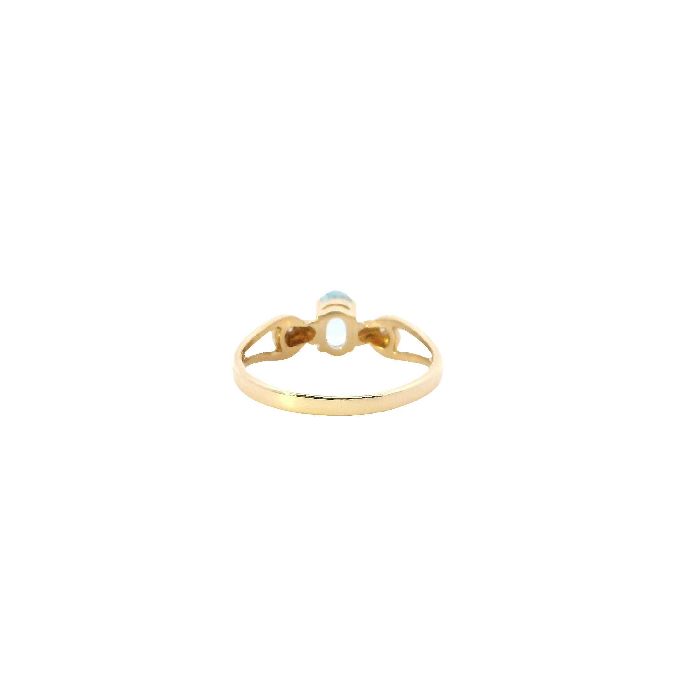 14K Yellow Gold Aquamarine & Diamond Women's Ring - 0.02ct