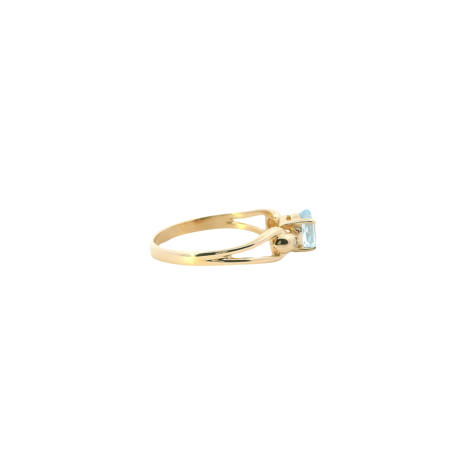 14K Yellow Gold Aquamarine & Diamond Women's Ring - 0.02ct