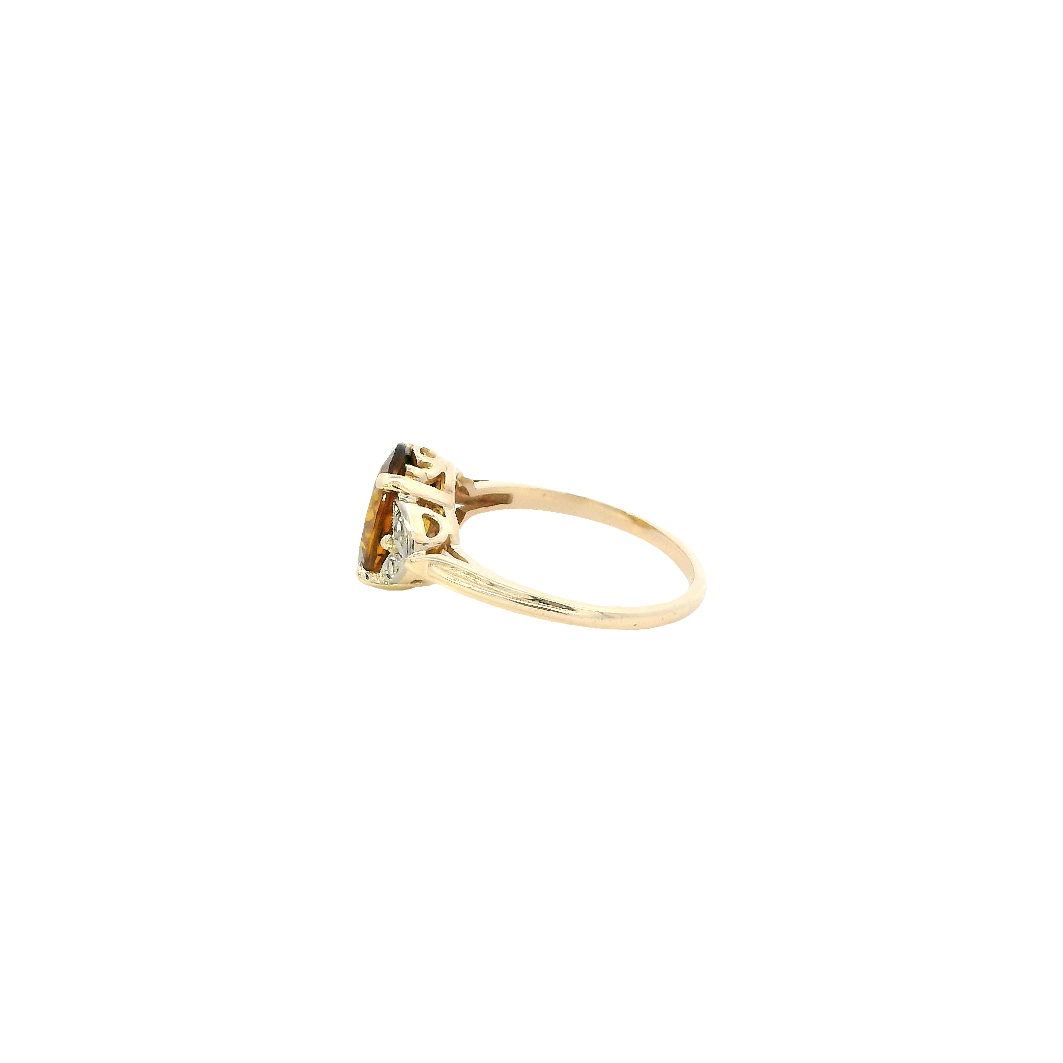 10K Yellow Gold Citrine & Diamond Women's Ring - 0.08ct