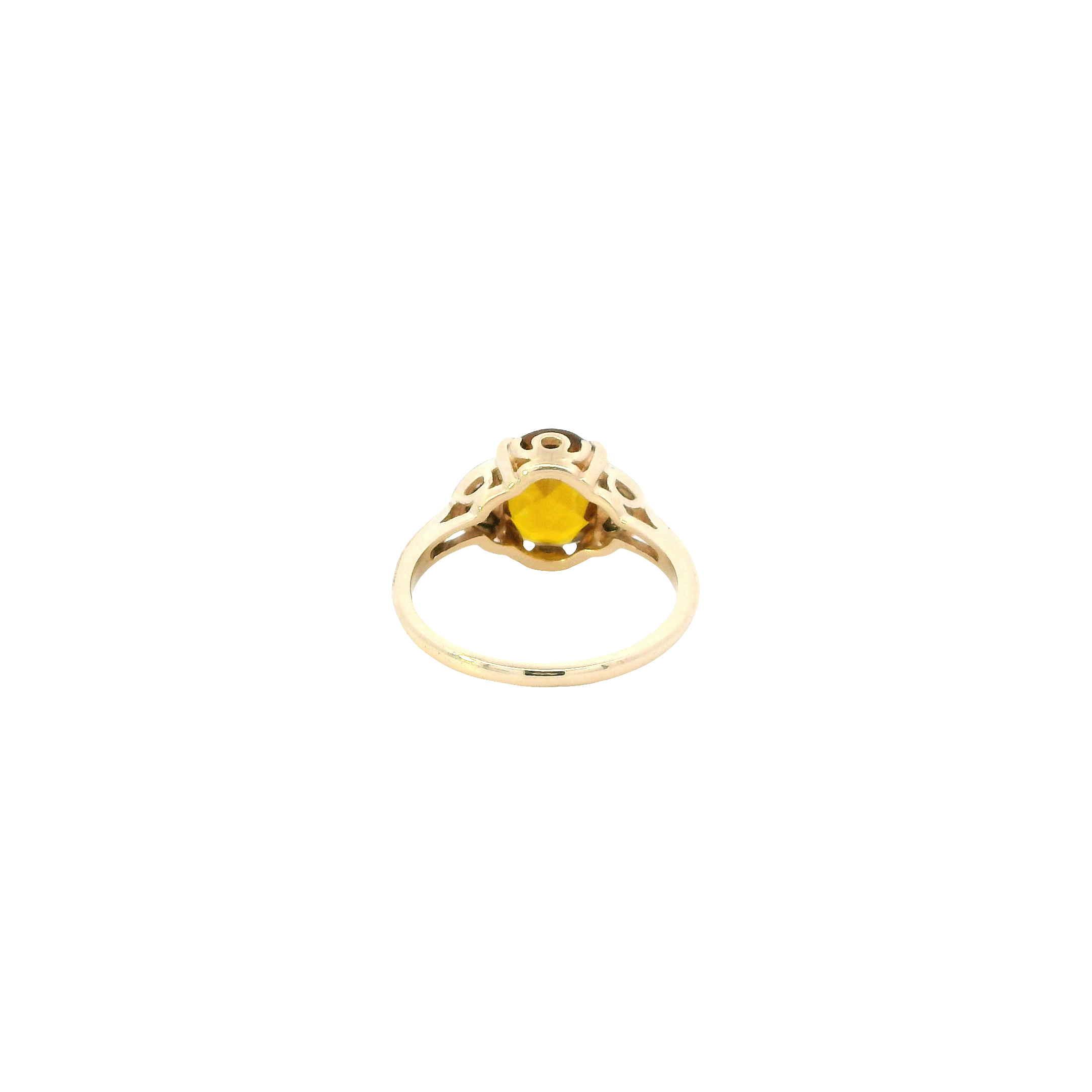 10K Yellow Gold Citrine & Diamond Women's Ring - 0.08ct
