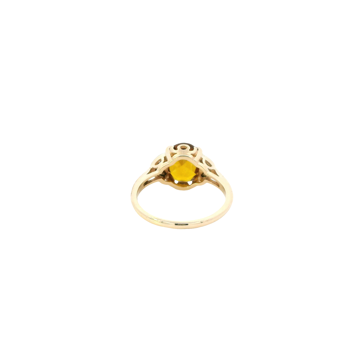 10K Yellow Gold Citrine & Diamond Women's Ring - 0.08ct