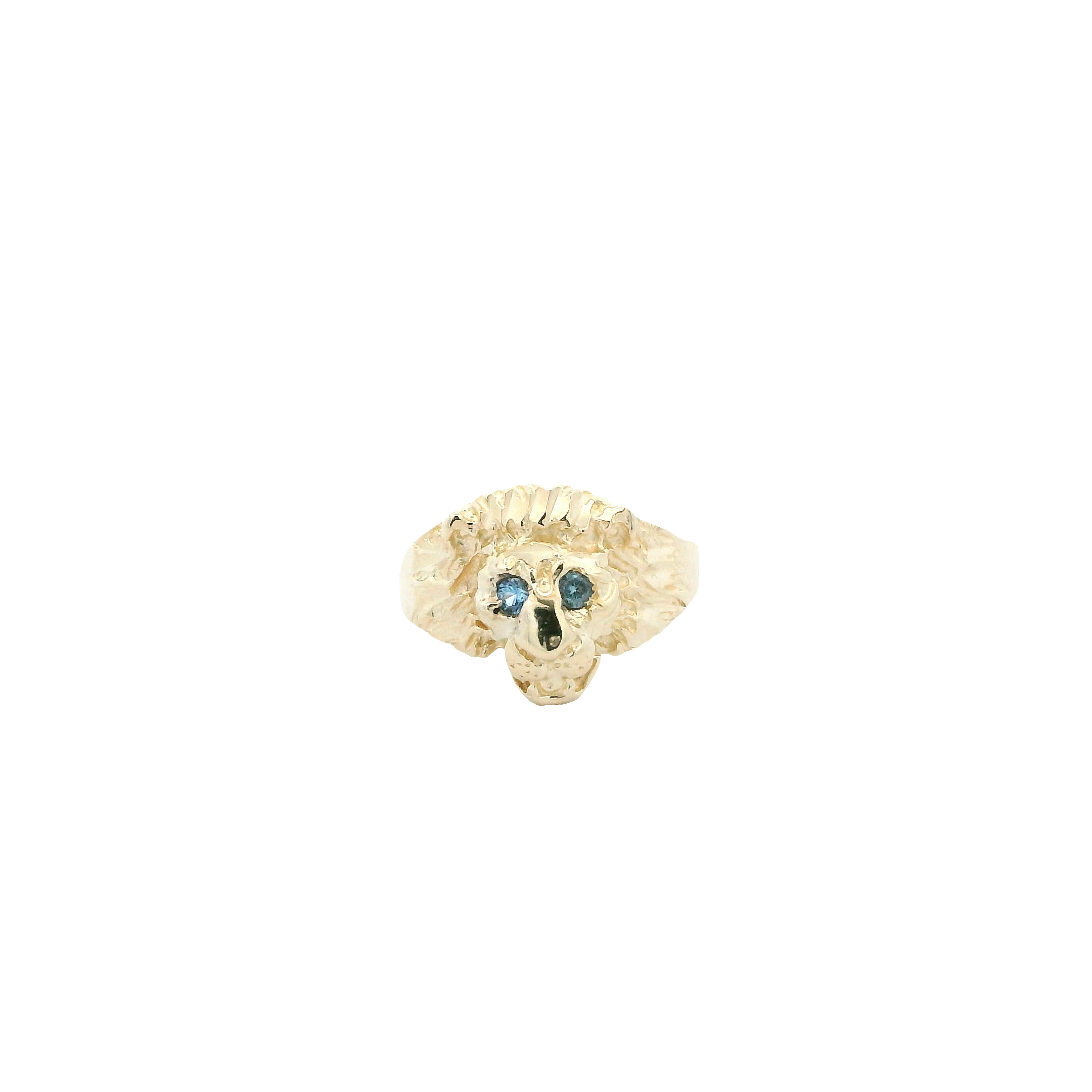 14K Yellow Gold Aquamarine Lion Head Ring