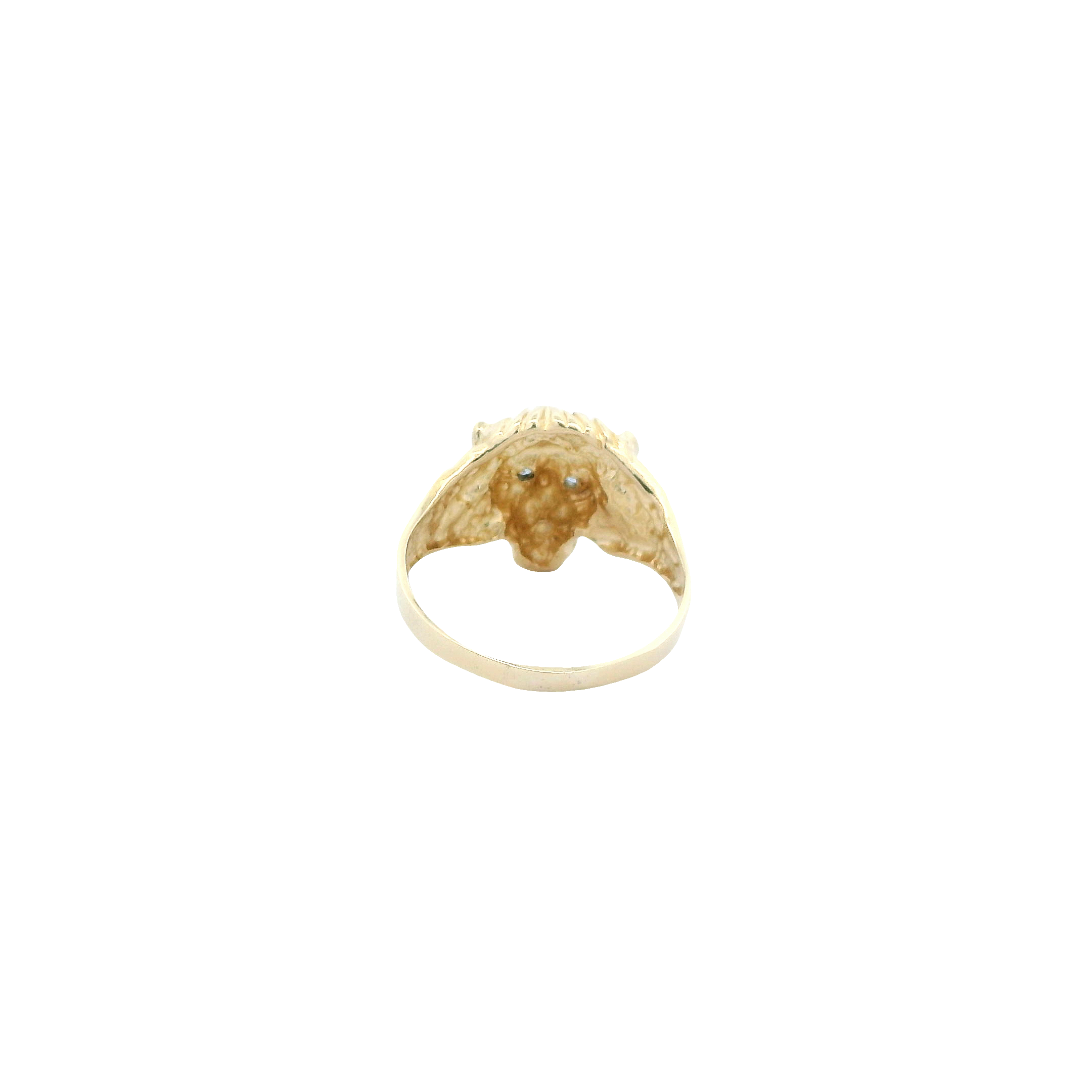 14K Yellow Gold Aquamarine Lion Head Ring