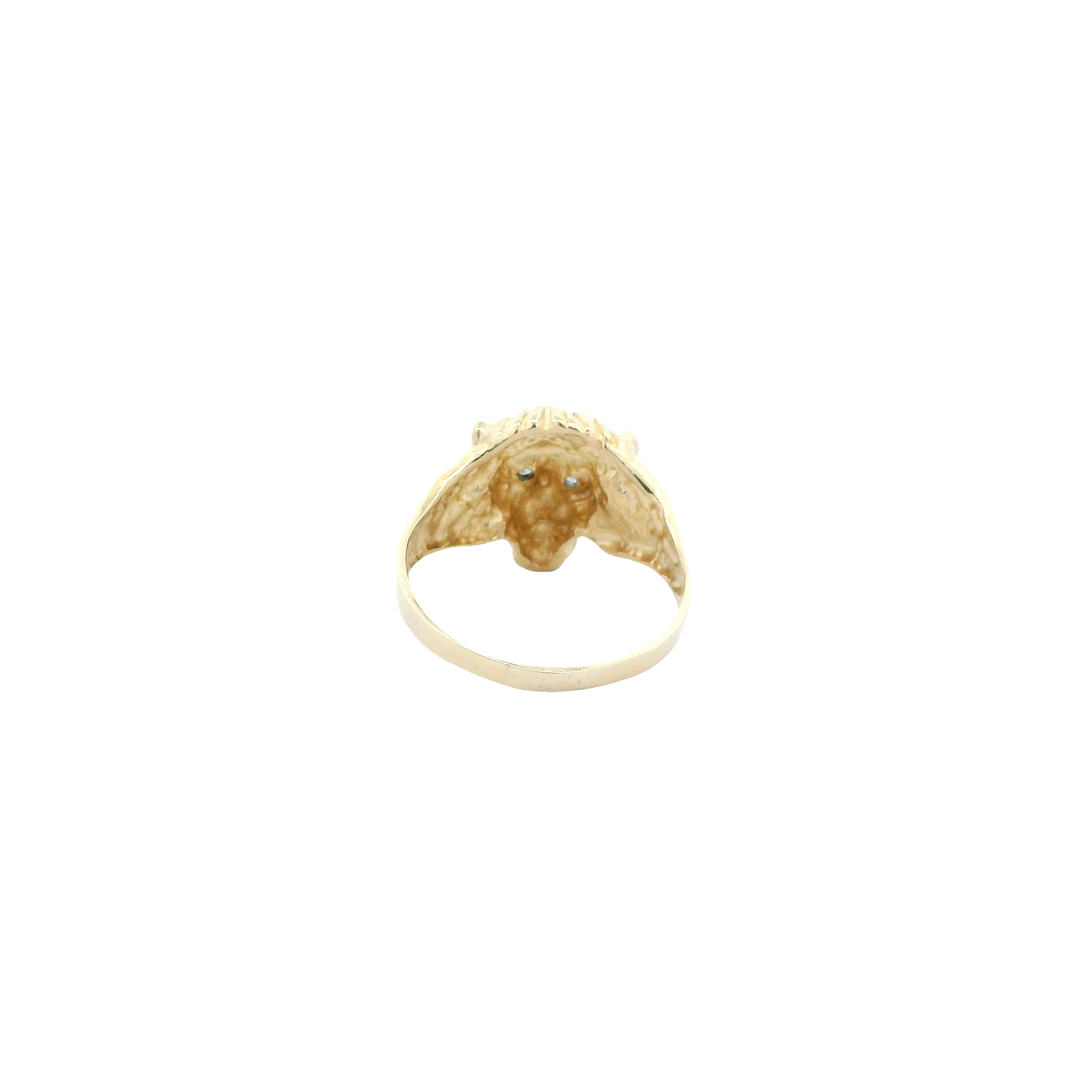 14K Yellow Gold Aquamarine Lion Head Ring