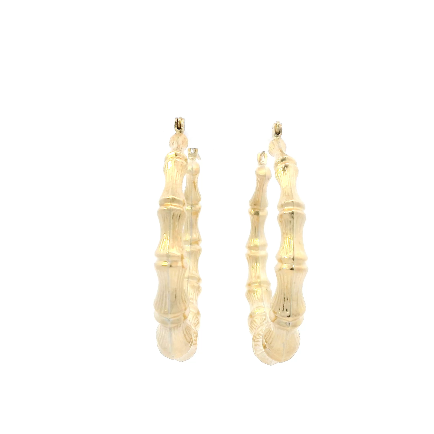 14K Yellow Gold Bamboo Hoop Earrings