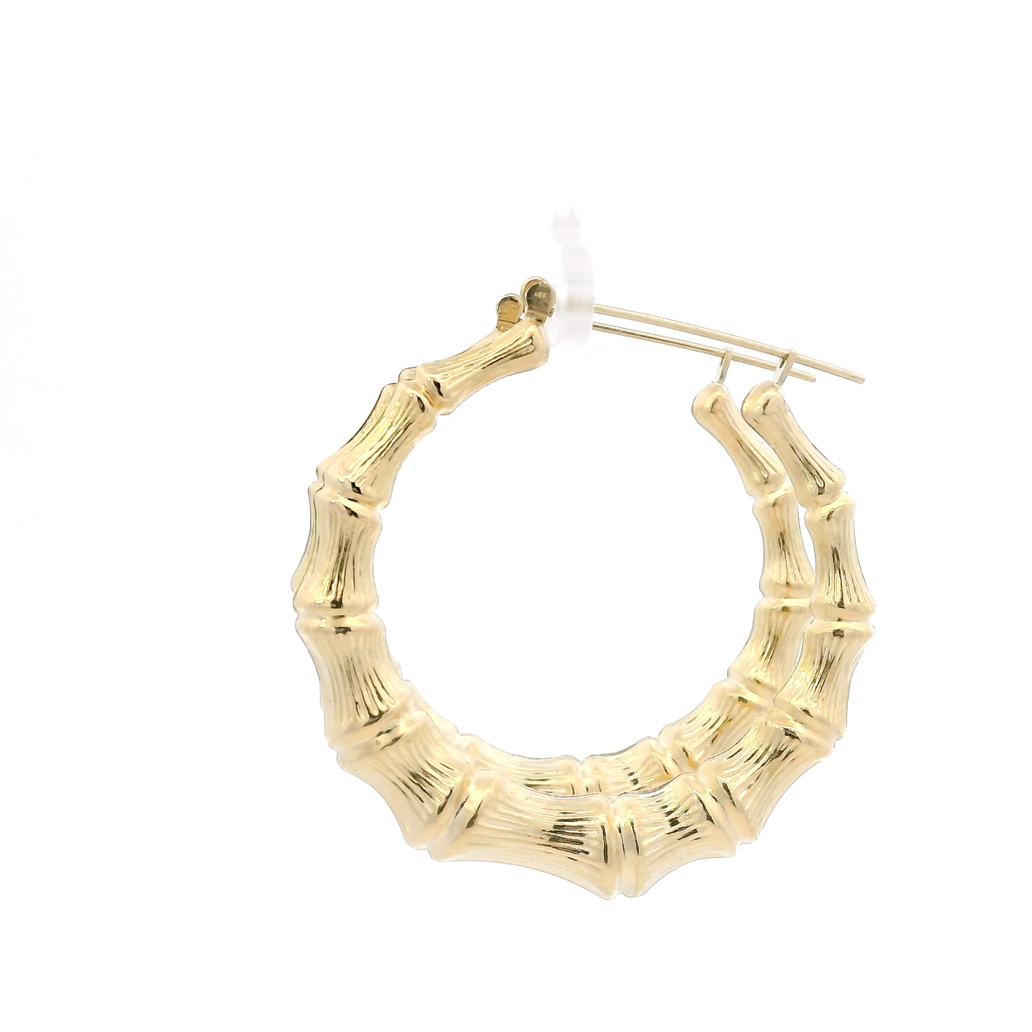 14K Yellow Gold Bamboo Hoop Earrings