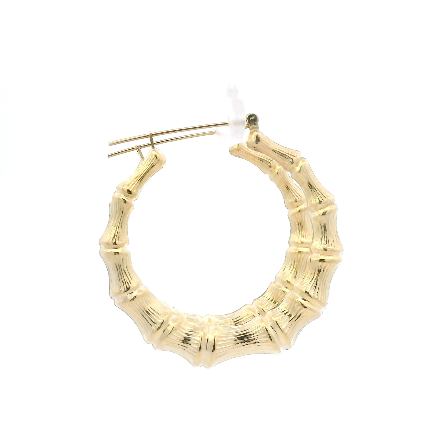 14K Yellow Gold Bamboo Hoop Earrings