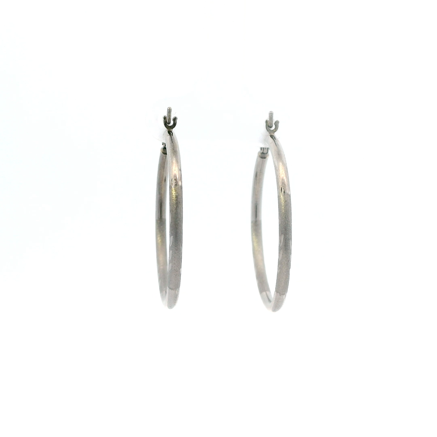 New 14K White Gold Hoop Earrings