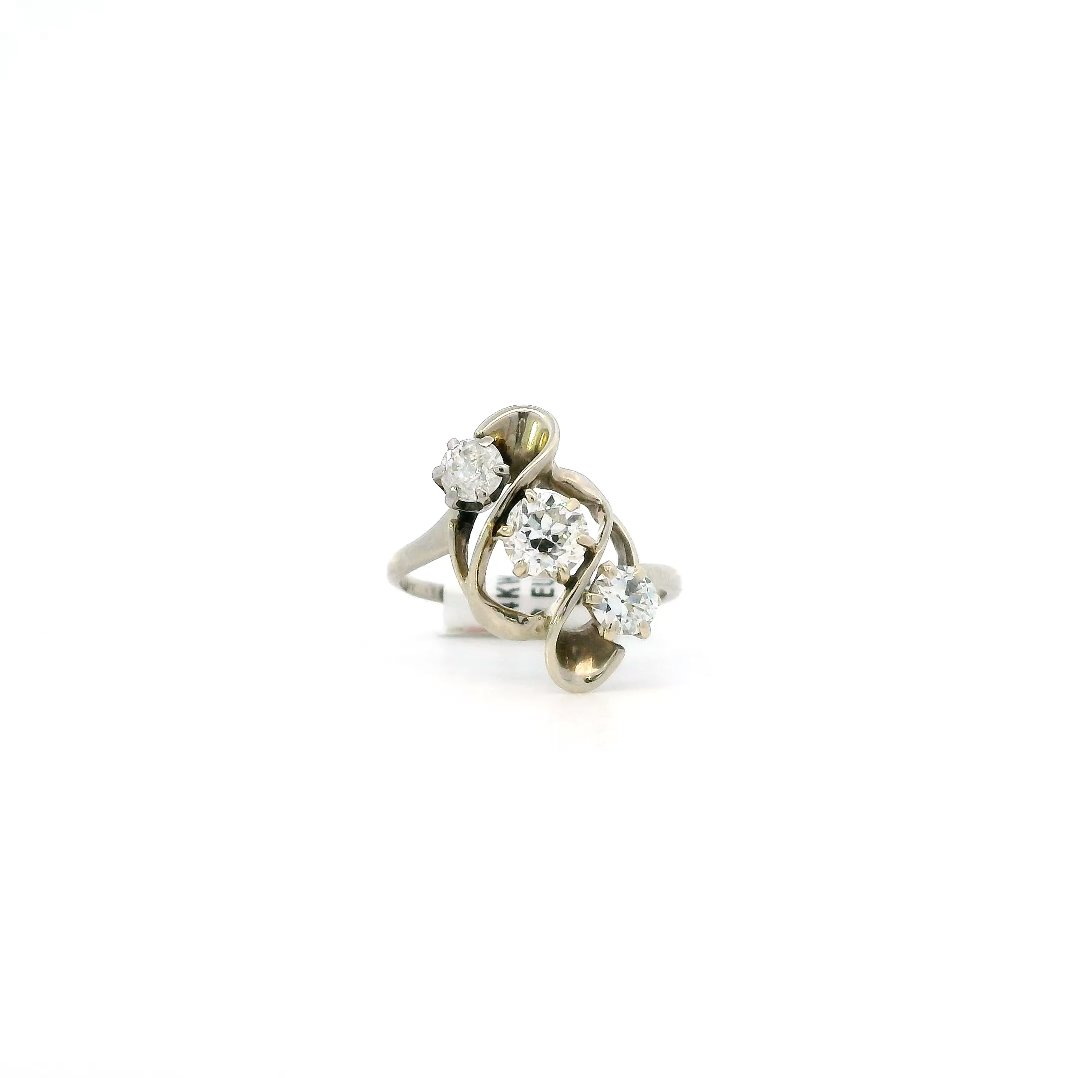 14K White Gold Old European Diamond Women's Ring-1.13ct