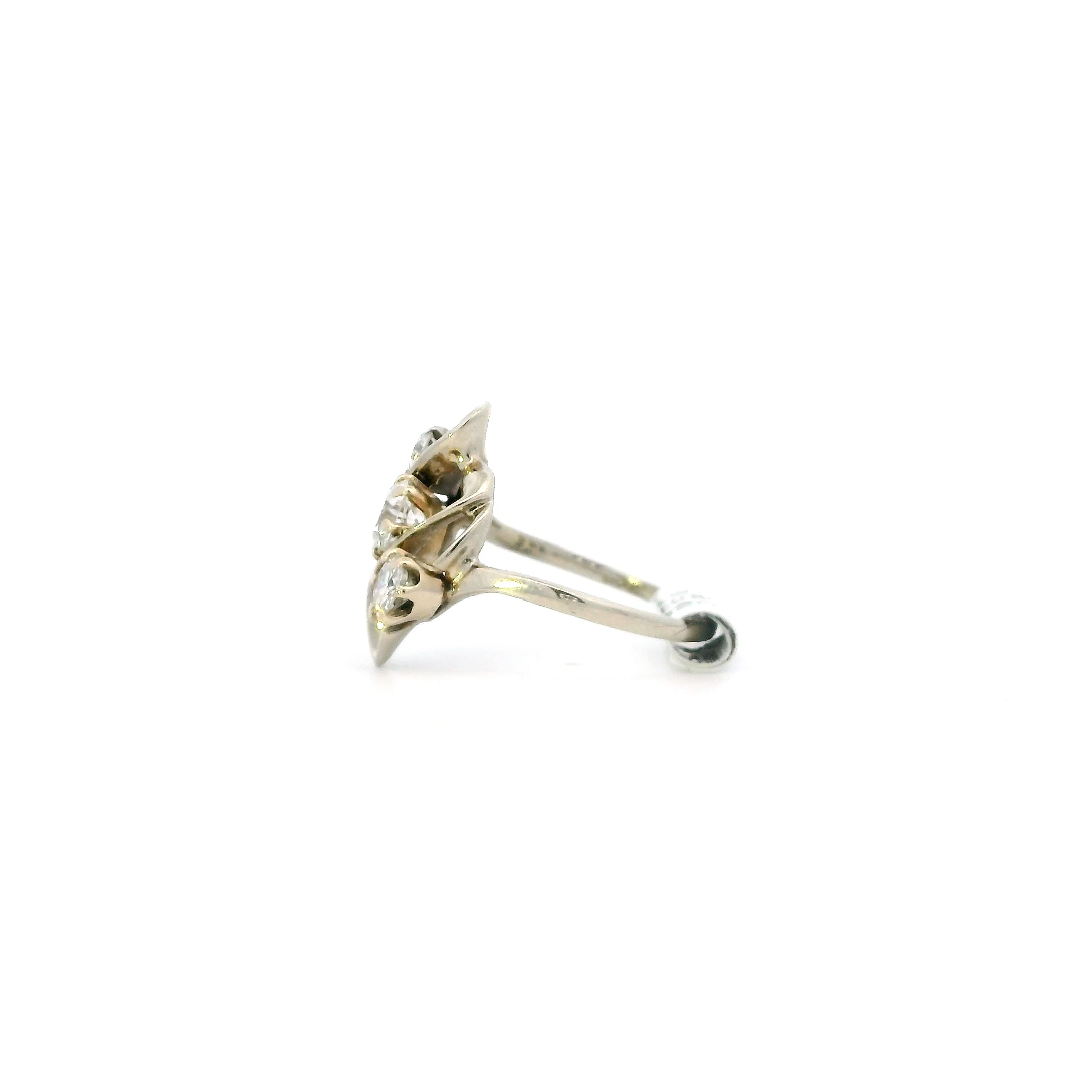 14K White Gold Old European Diamond Women's Ring-1.13ct