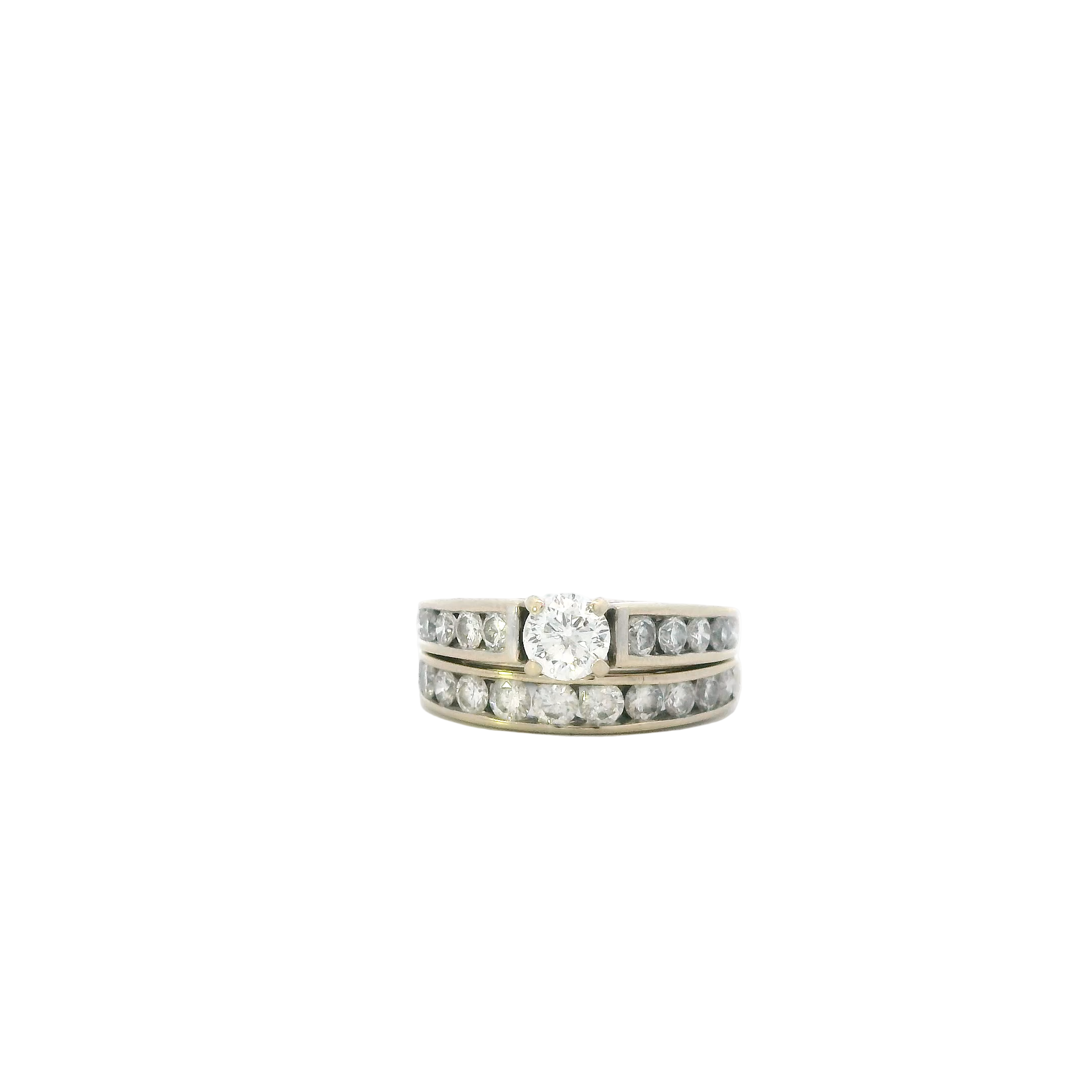 14K White Gold Diamond Women's Engagement & Wedding Ring Set-1.50ct