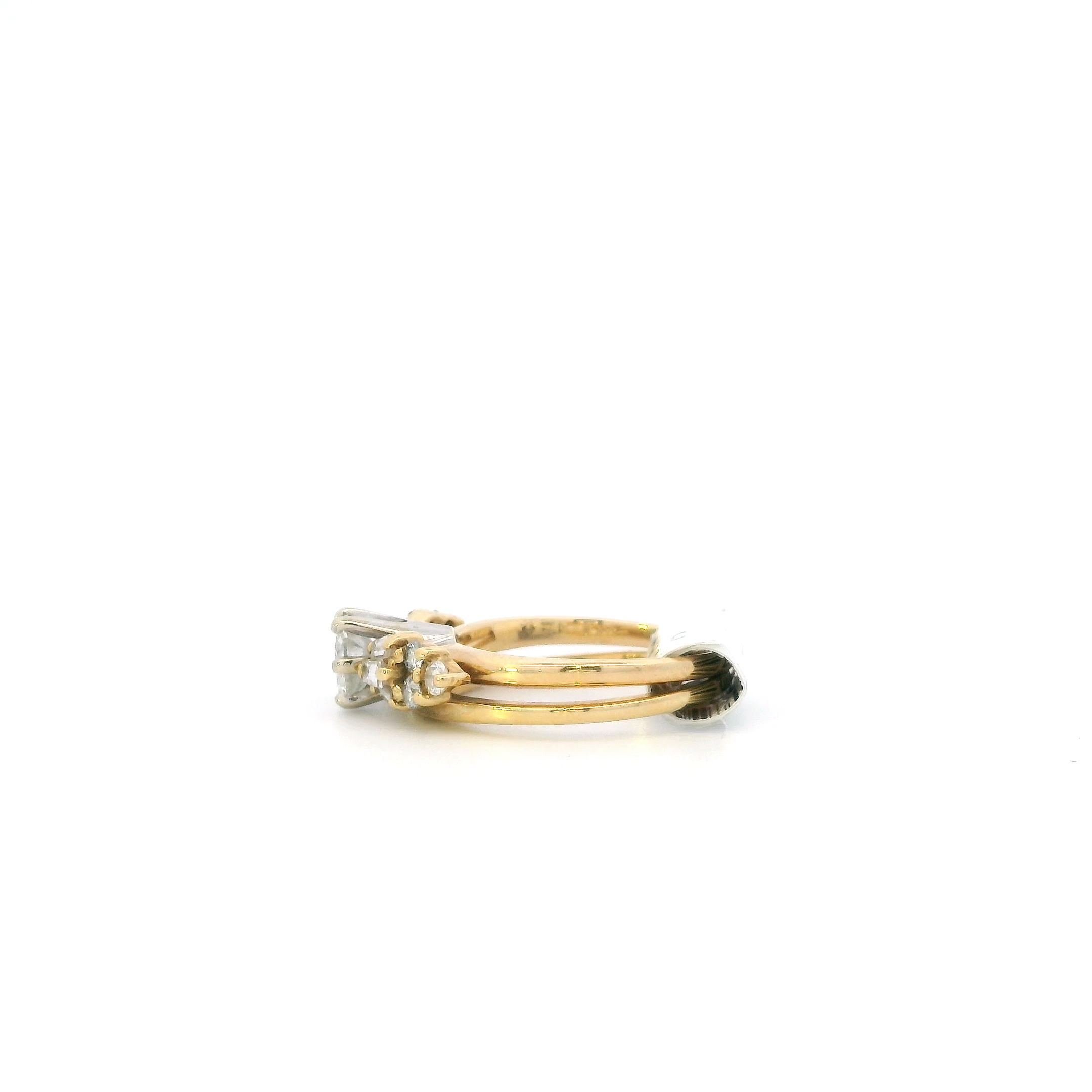 14K White Gold Diamond Women's Engagement & Wedding Ring Set -0.82ct
