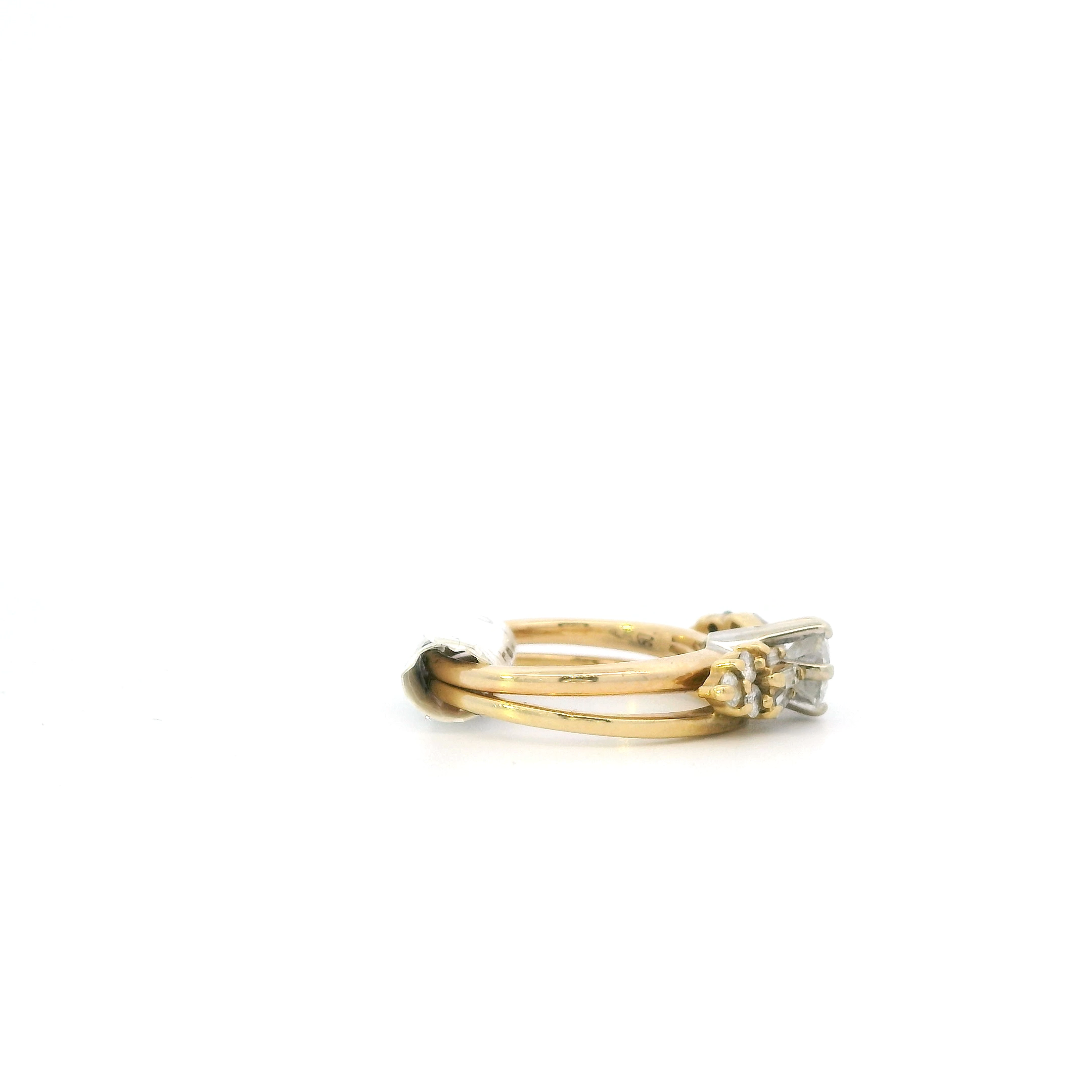 14K White Gold Diamond Women's Engagement & Wedding Ring Set -0.82ct