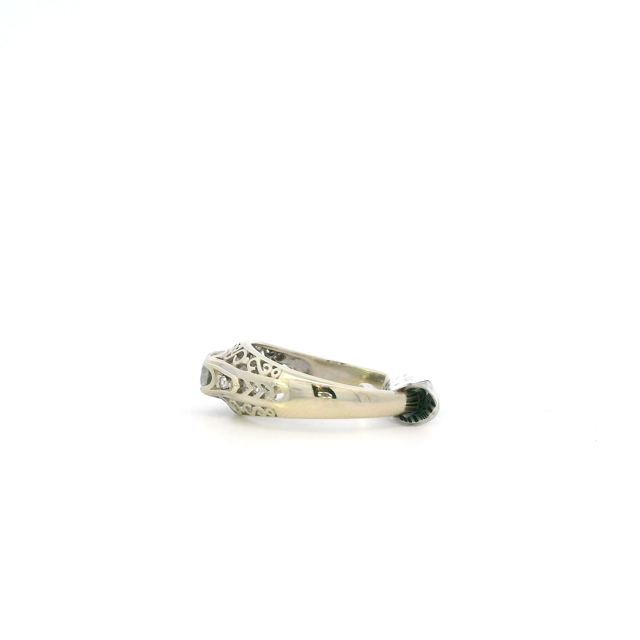 14K White Gold Old European Diamond Women's Ring-0.38ct