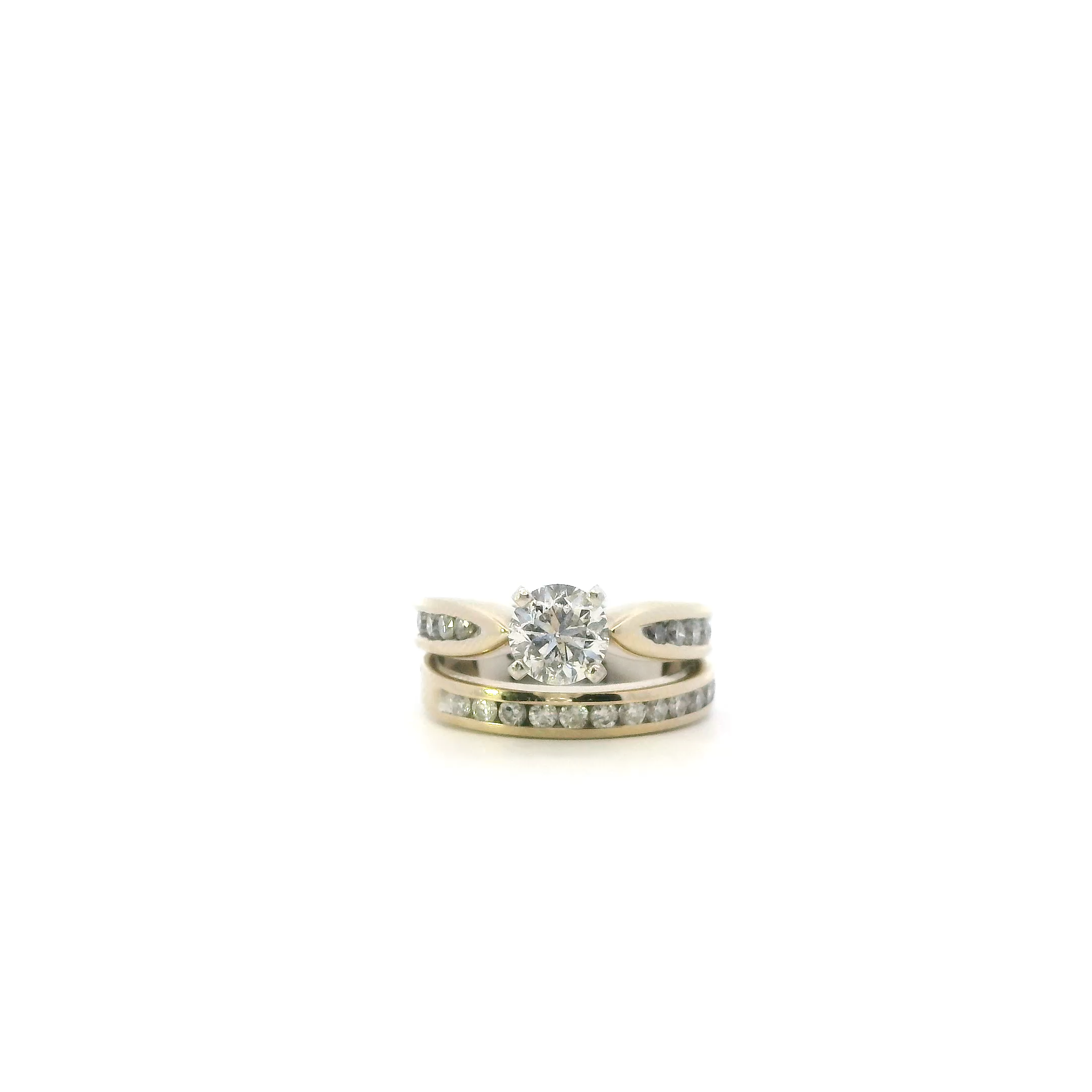 14K White Gold Diamond Women's Engagement & Wedding Ring Set -1.35ct