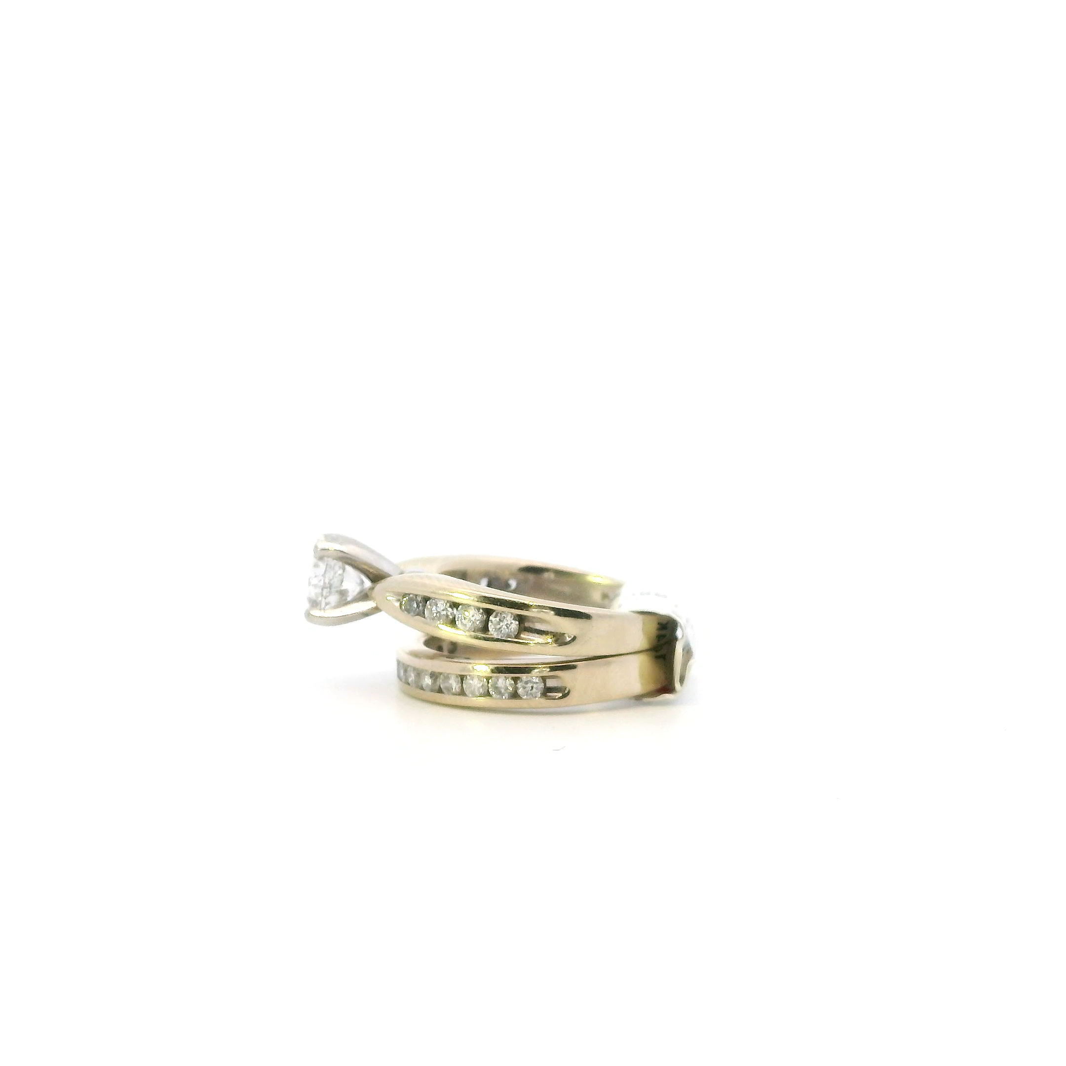14K White Gold Diamond Women's Engagement & Wedding Ring Set -1.35ct