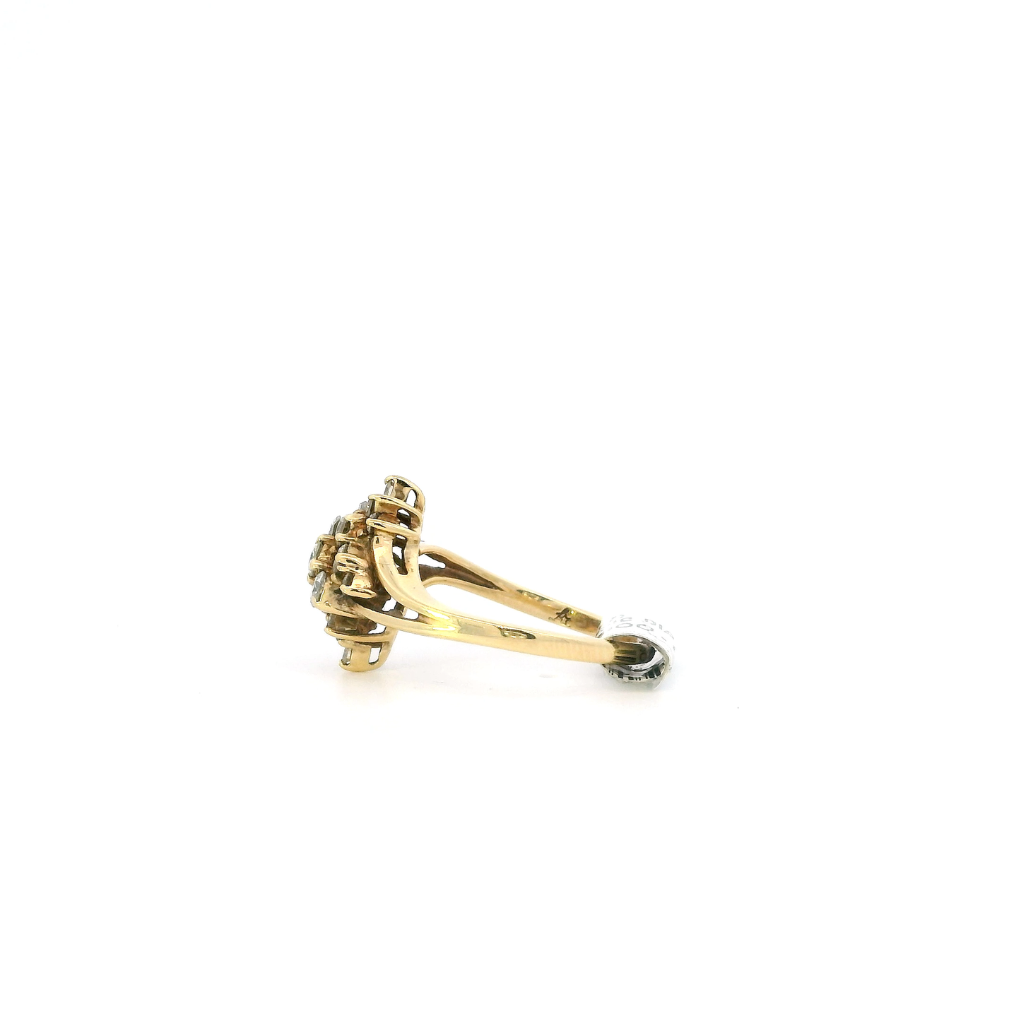 14K Yellow Gold Diamond Cluster Women's Ring -0.66ct