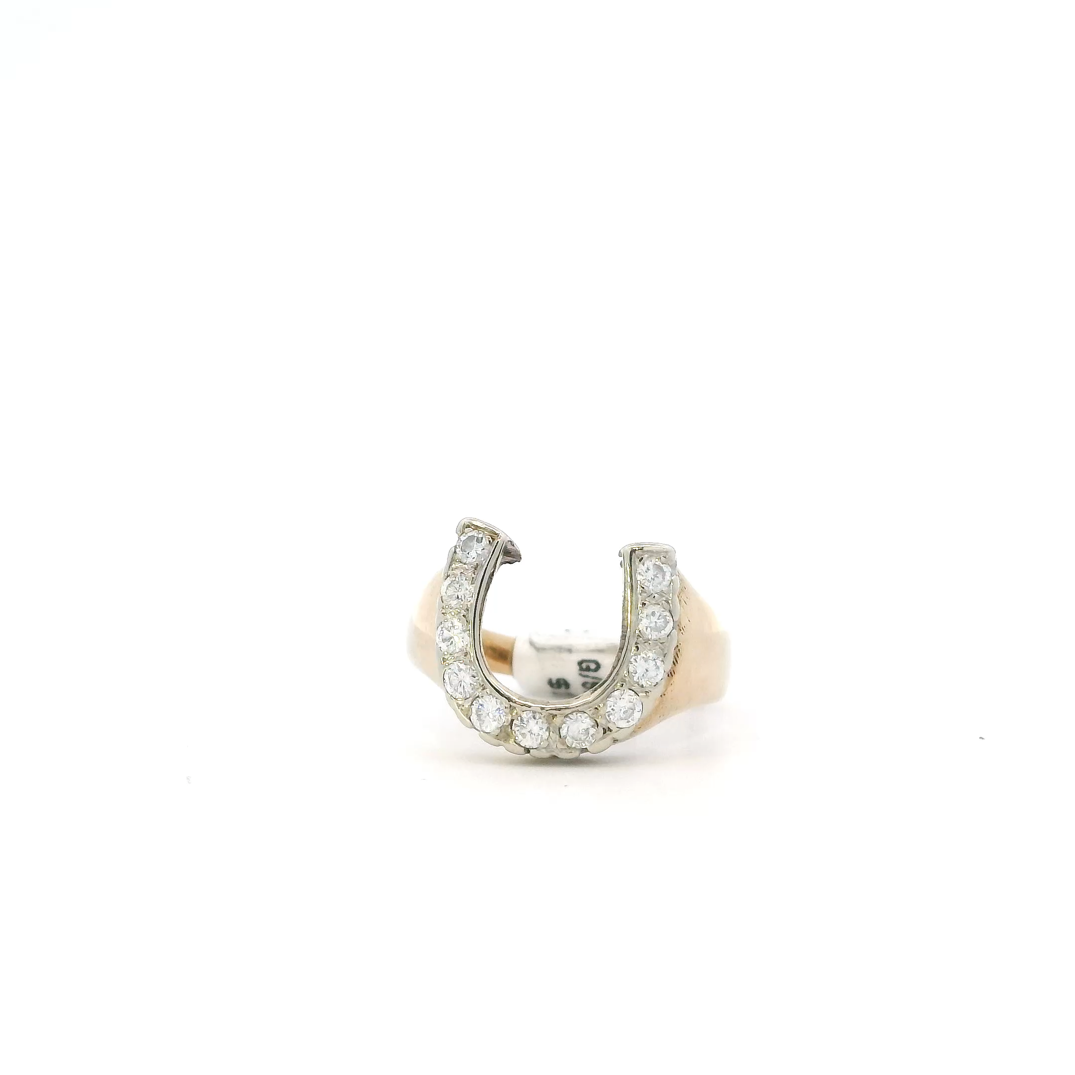 14K Yellow Gold Diamond Horseshoe Men's Ring-0.59ct