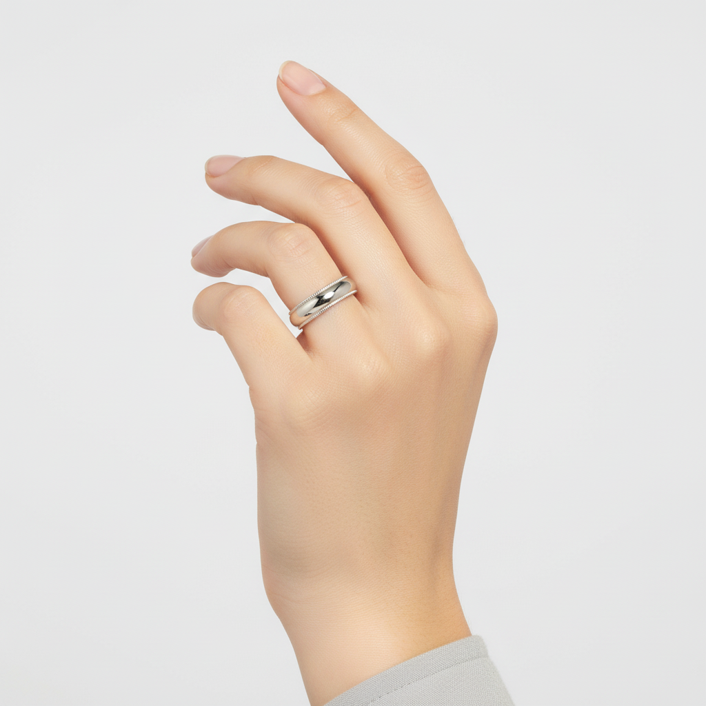 10K White Gold Milgrain Band