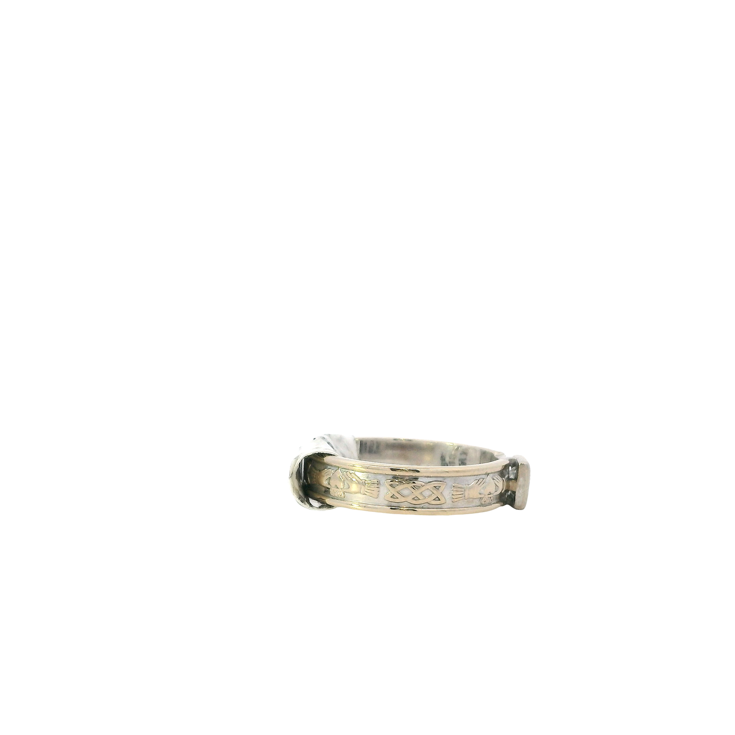14K White Gold Diamond Claddagh Women's Ring -0.36ct