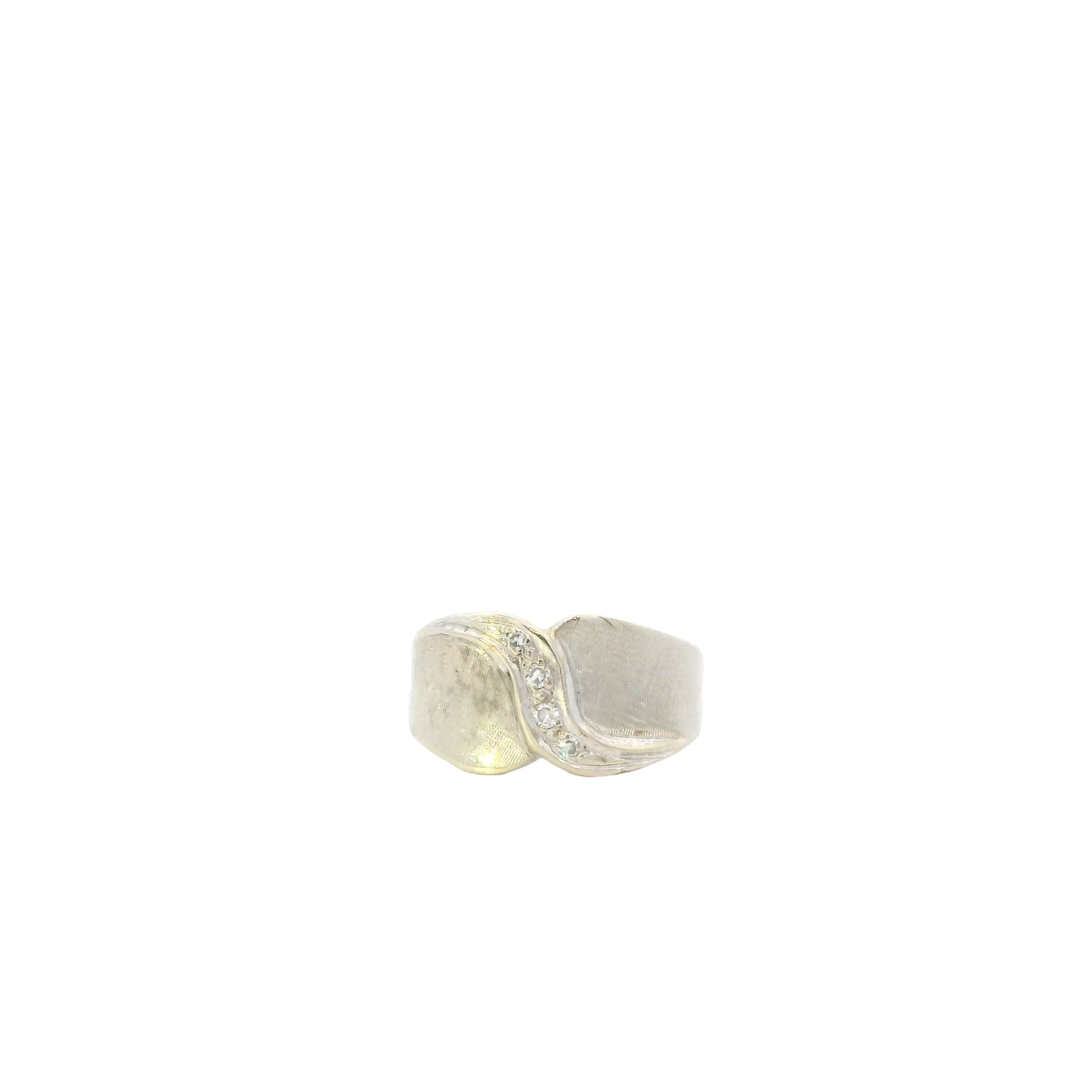 14K White Gold Diamond Florentine Finish Women's Ring-0.05ct