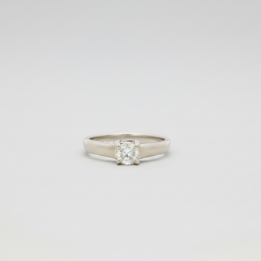 14K White Gold Solitaire Diamond Women's Ring-0.30ct