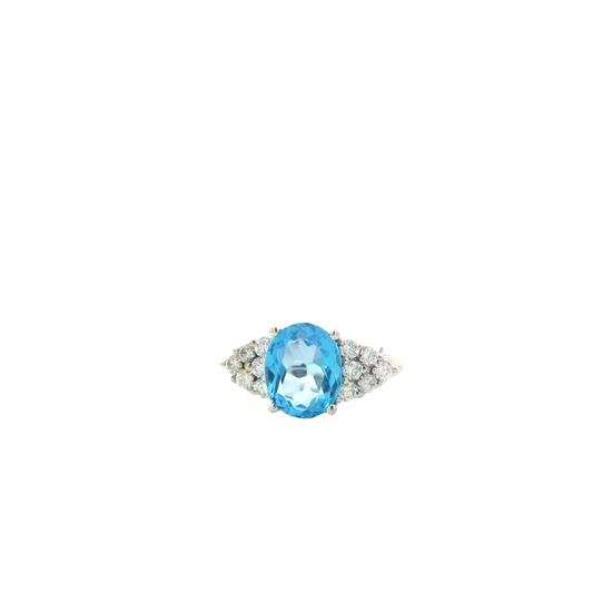 14K White Gold Topaz & Diamond Women's Ring-0.50ct