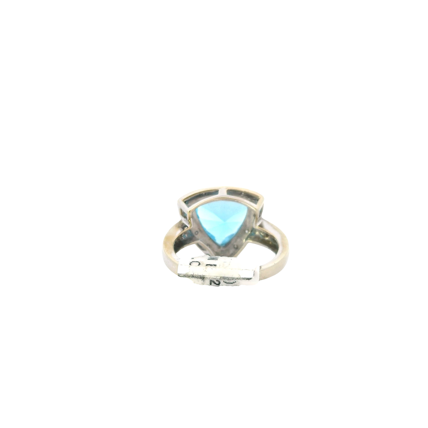 14K White Gold Trillion Blue Topaz & Diamond Women's Ring -0.19ct