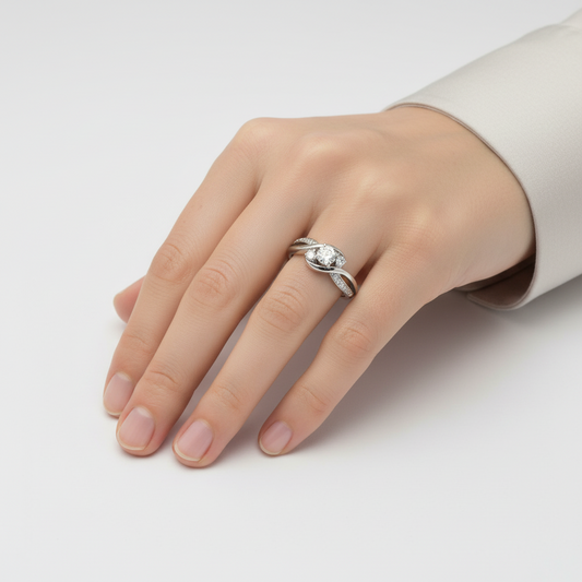 14K White Gold Diamond Women's Ring - 0.48ct