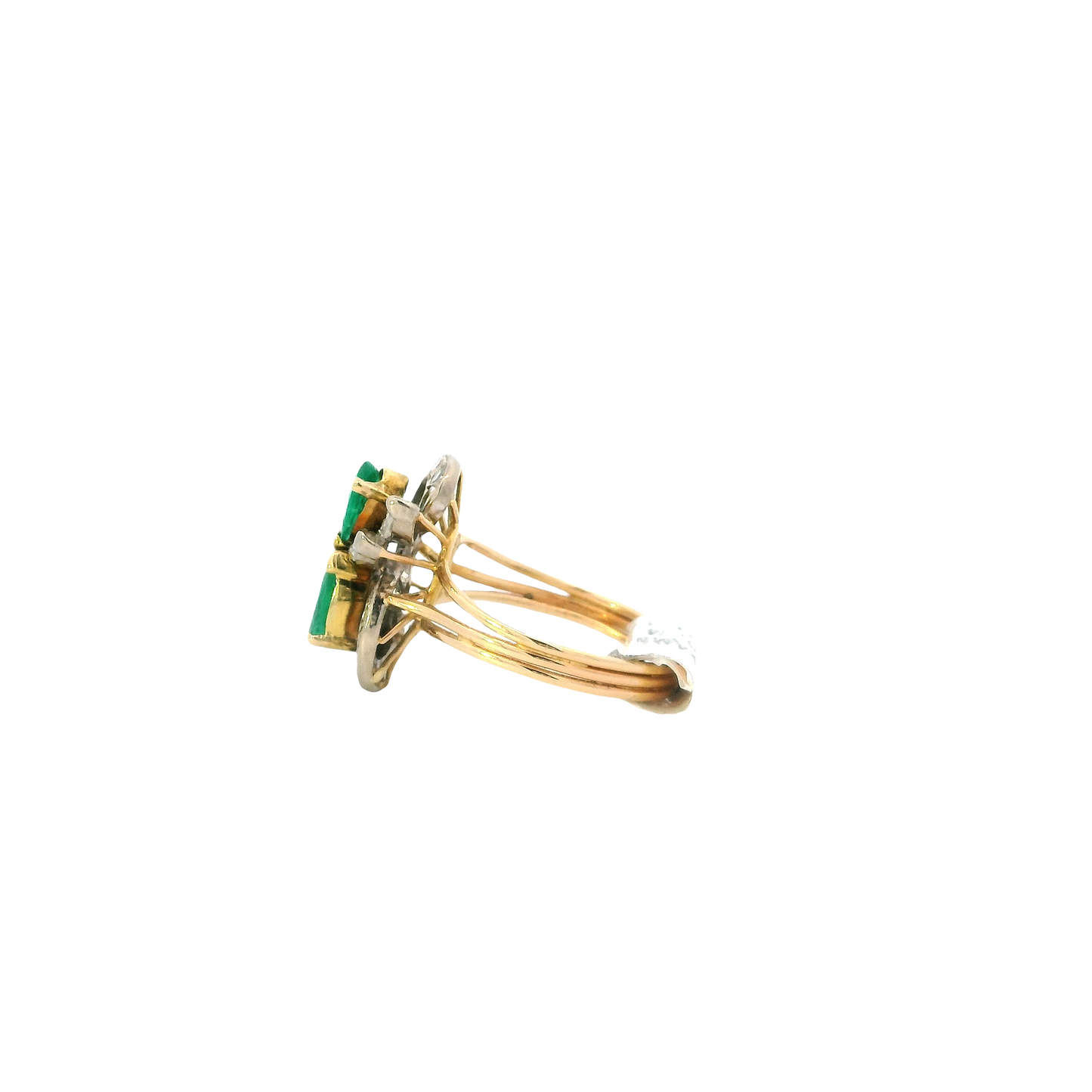 14K Yellow Gold Emerald & Diamond Women's Ring -0.63ct