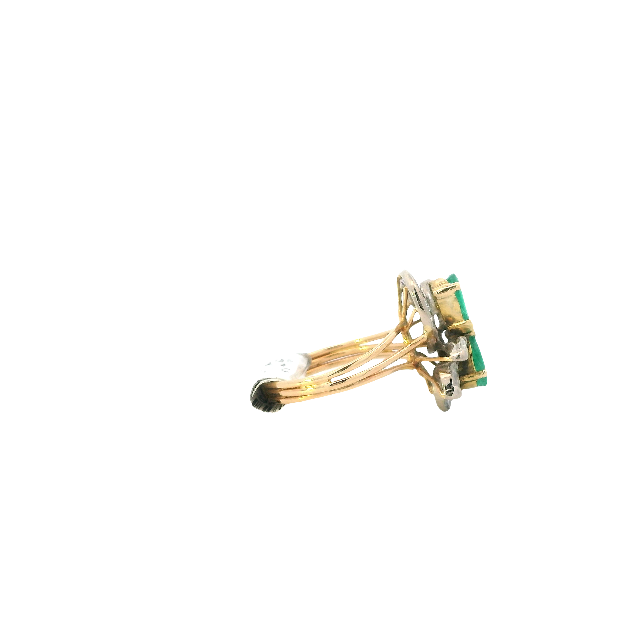 14K Yellow Gold Emerald & Diamond Women's Ring -0.63ct