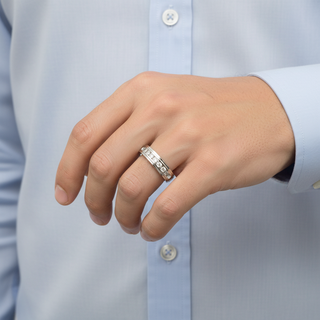 10K White Gold Diamond Men's Ring - 0.50ct