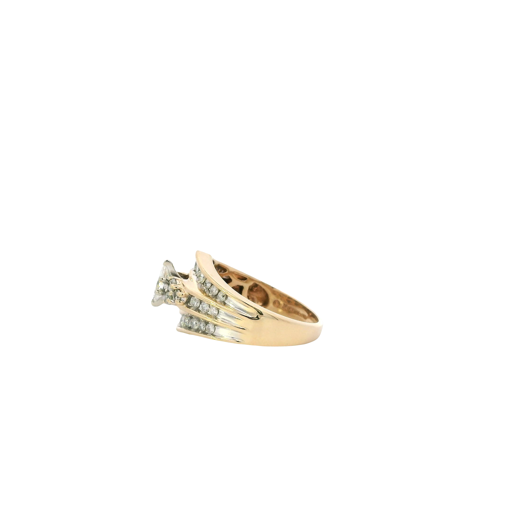 14K Yellow Gold Diamond Women's Ring -0.92ct