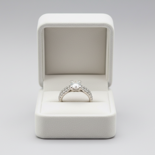 14K White Gold Diamond Women's Engagement & Wedding Ring Set - 1.51ct