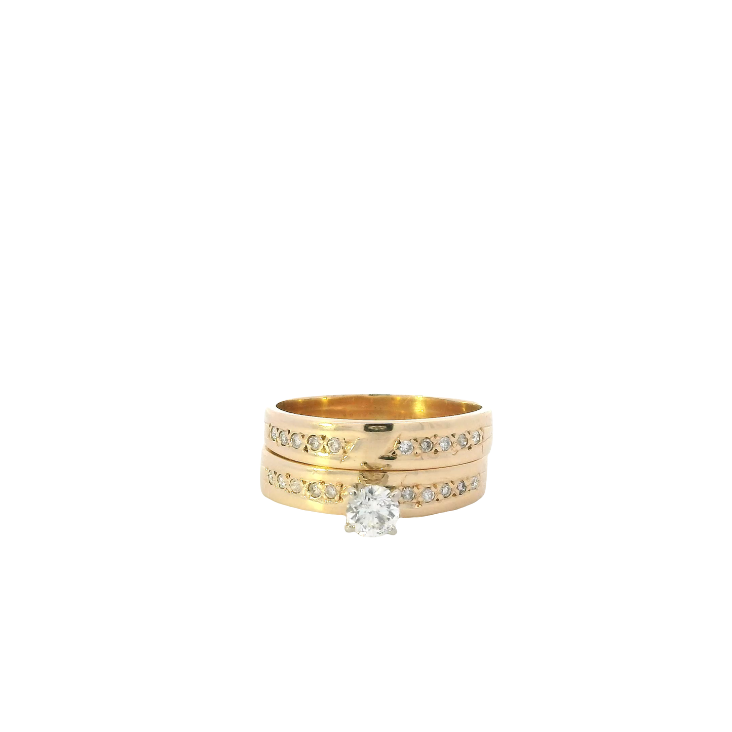 14K Yellow Gold Diamond Engagement & Wedding Ring Set  -0.66ct