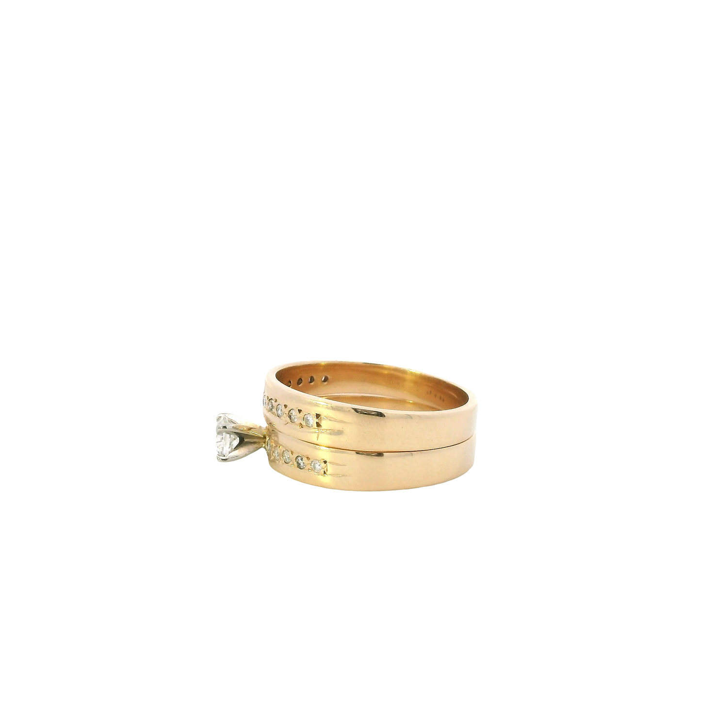 14K Yellow Gold Diamond Engagement & Wedding Ring Set  -0.66ct