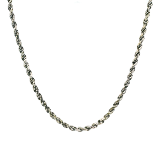 10K White Gold 18" Rope Chain