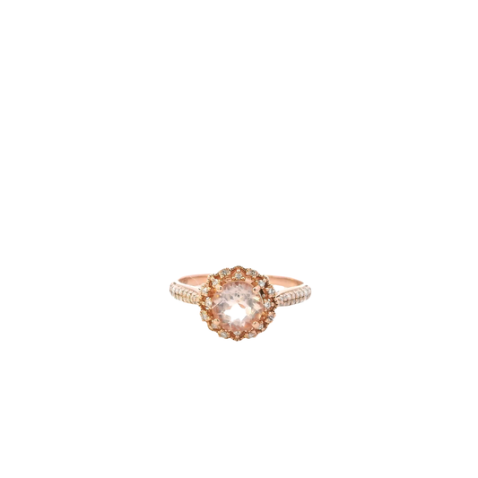 14K Rose Gold Morganite & Diamond Ring