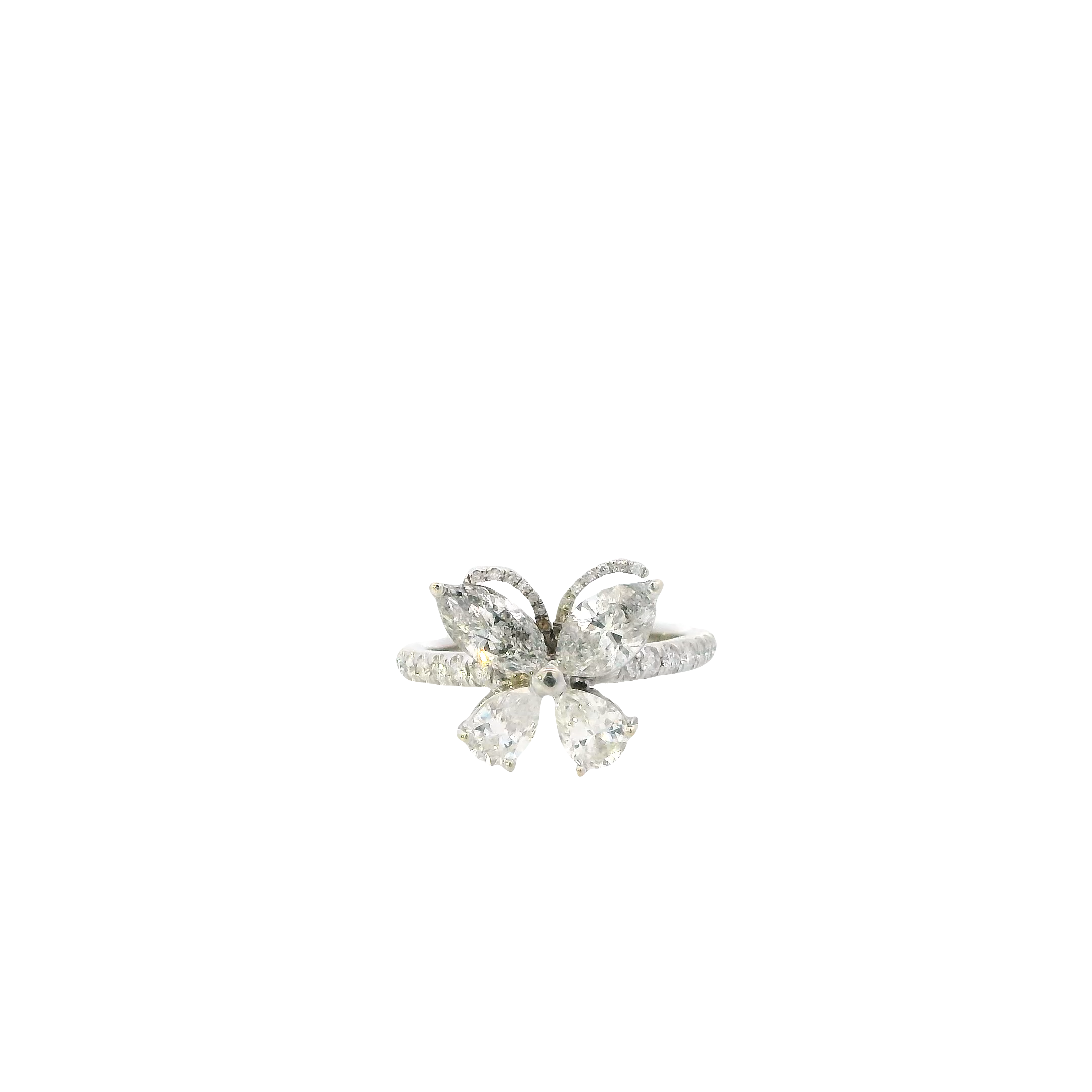 14K White Gold Diamond Butterfly Women's Ring-2.39ct